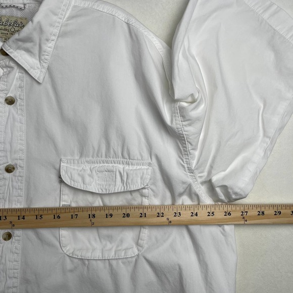 Cabela's Men's XL Lightweight Vented‎ Fishing Shirt Button Up Short Sleeve White - Picture 10 of 13